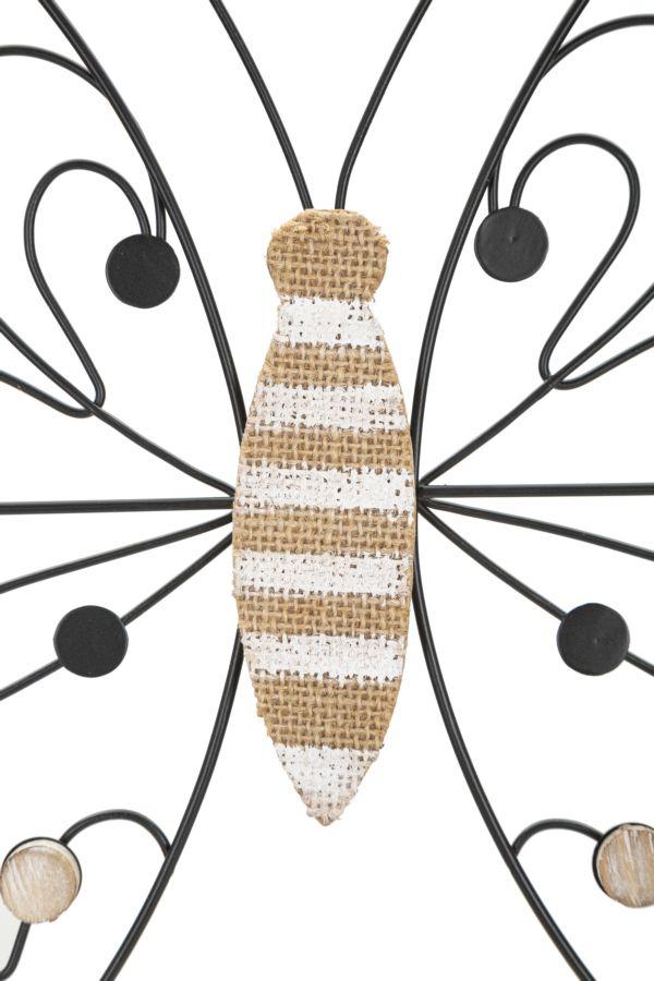 Iron and Wood Wall Panel Butterfly Cm 39,5X1,5X33,5 Min 2