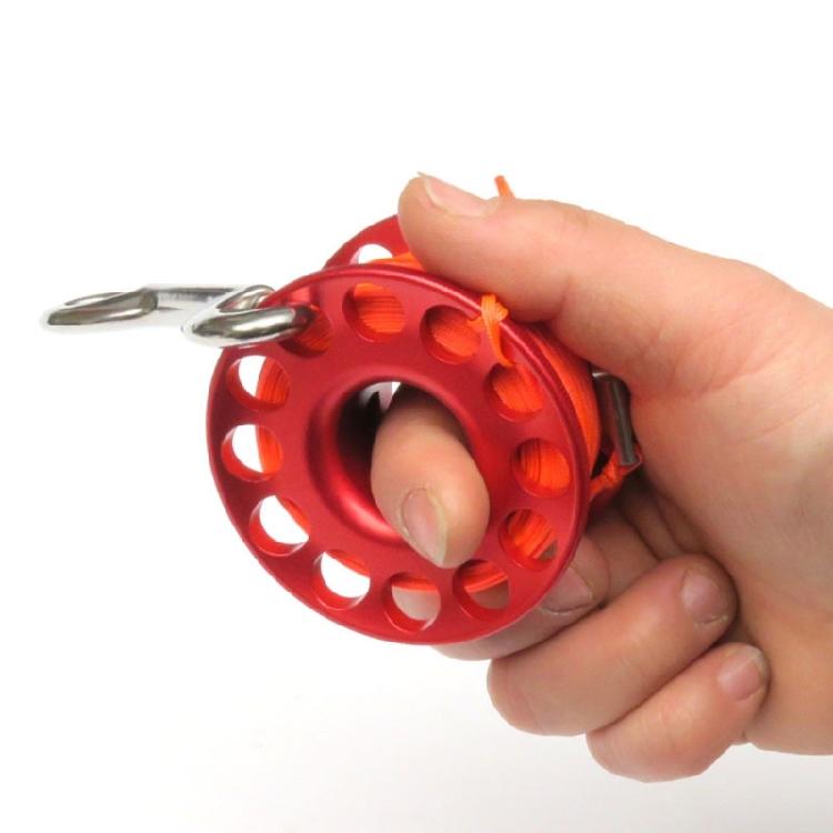Scubas Diving Spool Finger Reel Aluminum Alloys Spool Finger Reel with Double Ended Hook Cave Diving Equipment Enduring