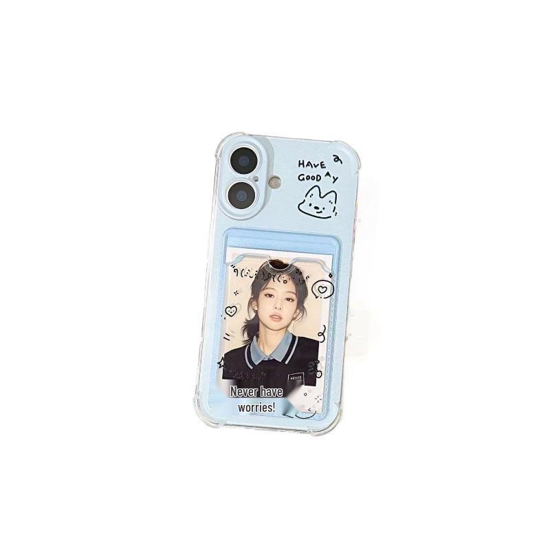 Kreativní měkký obal s designem štěněte pro pouzdro na telefon Apple 12-17 Pro Max s držákem na karty