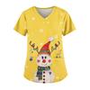 Ladies' Fashionable V-neck Pocket Short Sleeved Christmas Tree Printed Caregiver Uniform
