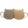 [Kawaiku] "Nikoichi" Cute Round Mug Set, Pair - Large, Approx. 13x10cm, 390ml, Shiba Inu Design, White Braun Approximately 12.5 x 9.7