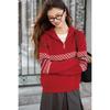 Mocana Women's Jacquard Half-Zip Striped Knit Sweater