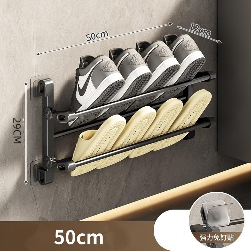 Scarpiera da Parete Senza Foratura Porta Ciabatte Gancio per Ciabatte da Bagno Scaffale per Scarpe Stendibiancheria Porta Appendi Scarpe da Porta