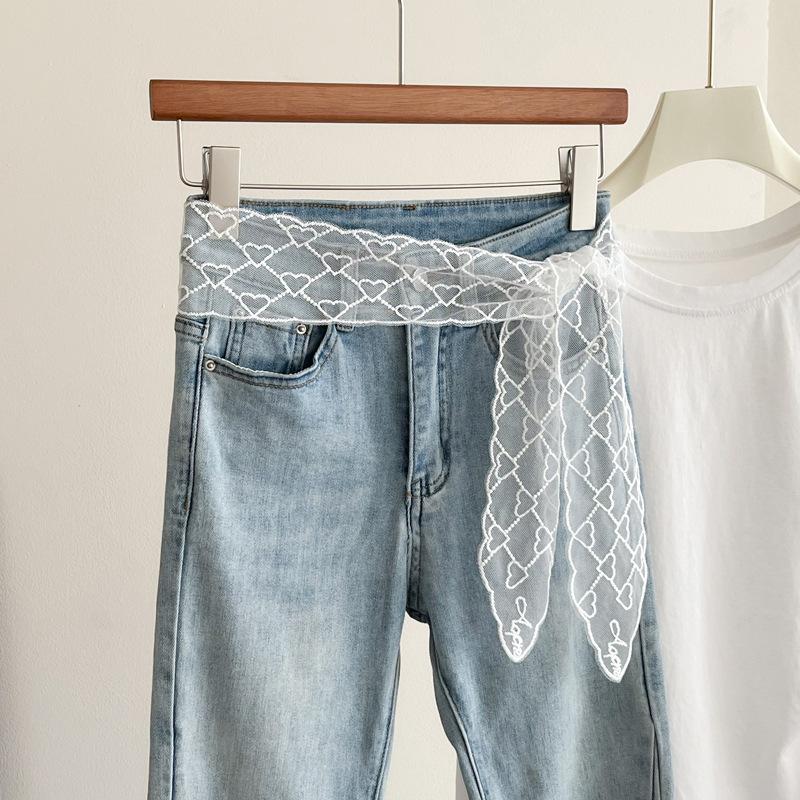 

White Lace Mesh Waist Belt Hollow Out Embroidery Waist Chain For Women Summer Dress Jeans Decorative Belt A6