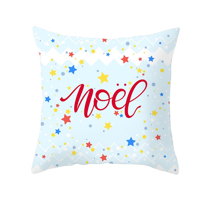 Christmas Peach Skin Pillow Cover Nordic Sofa Cushion Cover Cartoon Print Pillow Cover