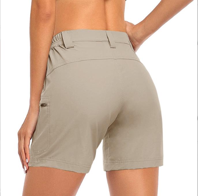 2023 Damen einfarbige Cargo-Hose mit Seitentaschen und Reißverschluss zur Taillenbetonung für Frühling/Sommer