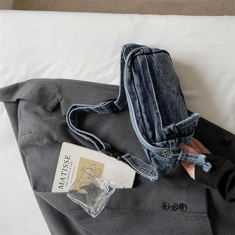 Chest Bag Women's Crossbody Bag Large Capacity Waist Bag Shoulder Bag Denim Mobile Phone Bag