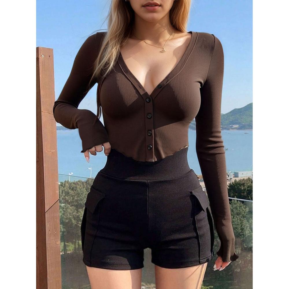 Autumn Spring New Hot Style Spicy Girl Long Sleeve Cover-Up Short Sunscreen Knitted Top For Women