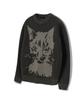 IUGAMAKARAS Cat Graphic Distressed Knit (Deep Khaki)