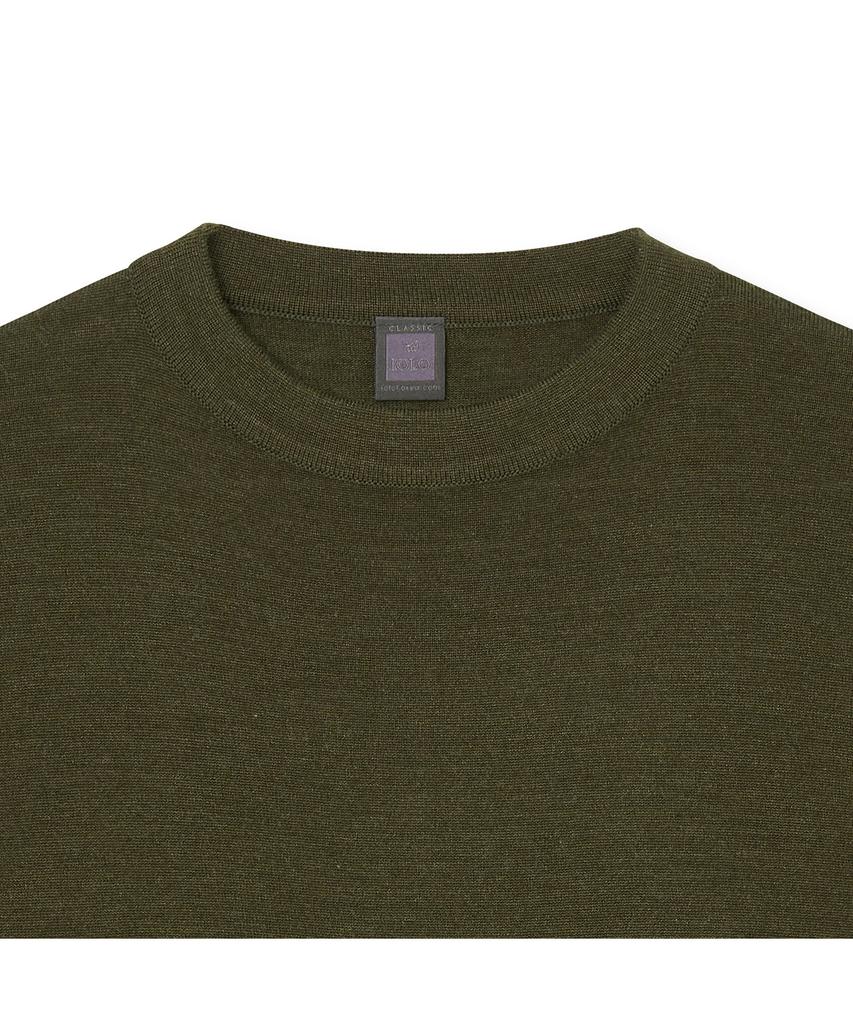 IOLO Women'S Wool Silk Crew Neck_Khaki