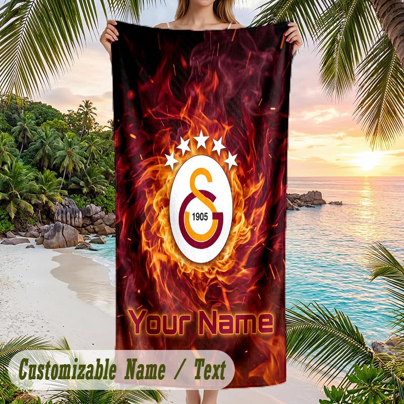 Beach Towel Galatasaray FC Print Custom Name Text Soft Towel for Swimming Pool