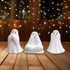 3pcs Resin Halloween Ghost Decor Set Cartoon Ghost Art Sculpture Floral Haunting Ornaments  Home