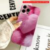 2DFlat Pink Fuzzy Heart Soft Phone Case All Inclusive Film Hard Phone Case, Compatible with iPhone 18 Pro Max 17 16 15 14 13 12 11