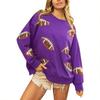 Ladies' Casual And Fashionable Round Neck Top With Ball Print Hooded T-shirt Long Sleeved Sweatshirt