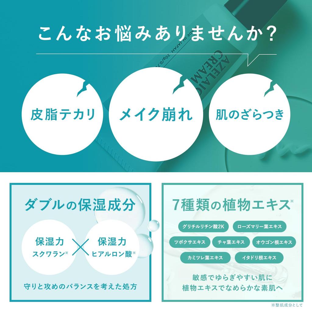 KisoCare [No.062] Balancing Cream AZ2 20g, Pure Azelaic Acid 20% - Moisturizing Ingredients for Multi-care Skin Concerns -