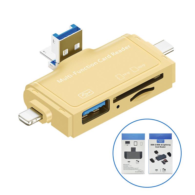 Multi-Function 7-in-1 OTG Card Reader for USB, Type-C, Android, and Computers