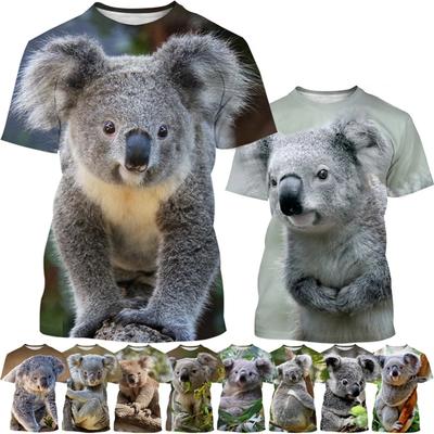 Summer Hot Selling Creative Animal Pattern Cute Koala 3D Printing Fun Fashion Personalized T-shirt
