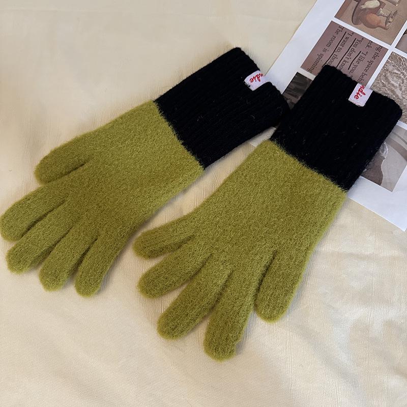 Luochi Knitting Dopamine Color Woolen Gloves: Women's Winter Knitted Touchscreen Cycling Gloves for Cold Protection