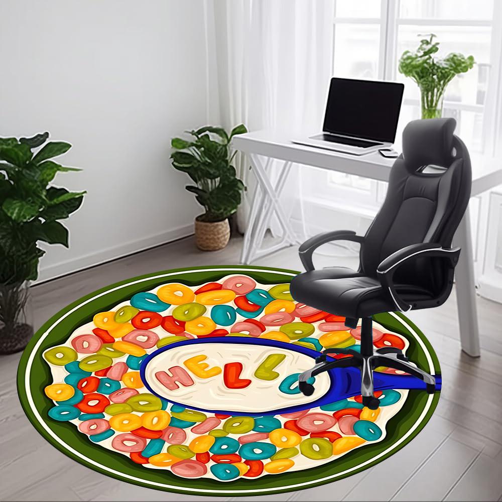 1pc Cereal Office Round Area Rug, Indoor Mat Suitable For Office, Under Office Chairs Bedroom Living Room Home Decor, Room Deco