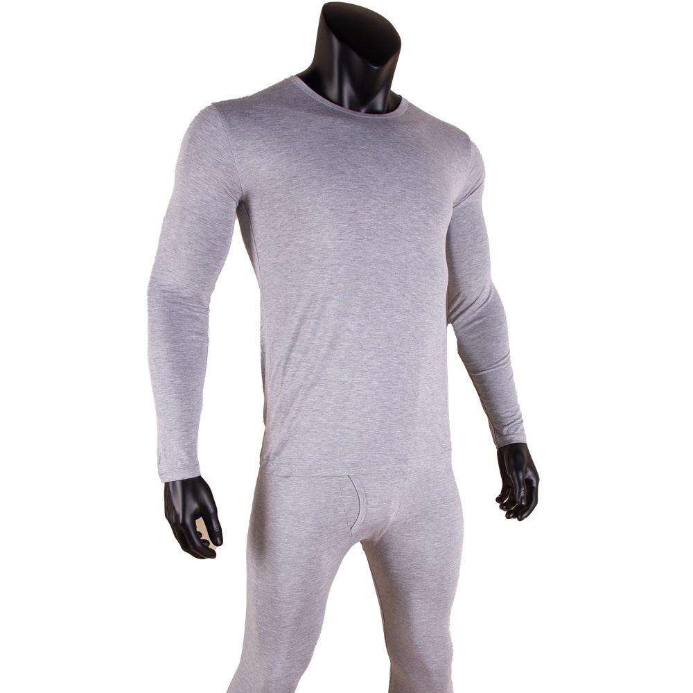 Men's Modal Cotton Long Sleeve Thermal Underwear Set - Lightweight Round Neck Base Layer for Autumn & Winter