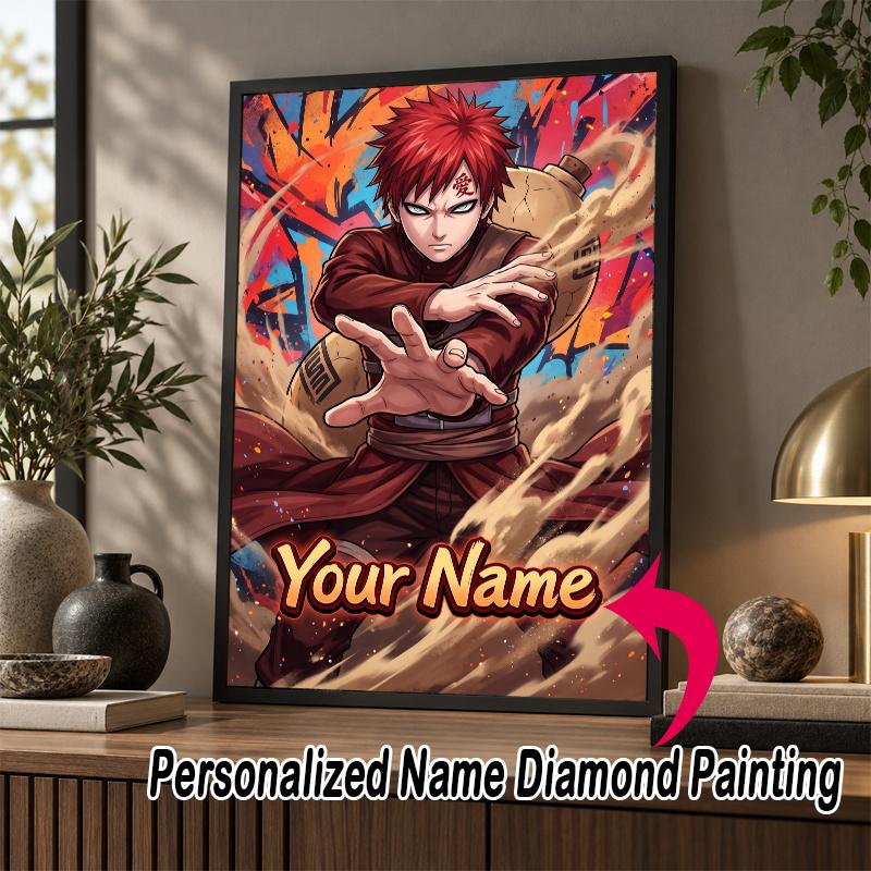 Personalized Gaara Naruto Diamond Art Custom Name 5D Diamond Painting Full Drill DIY Craft