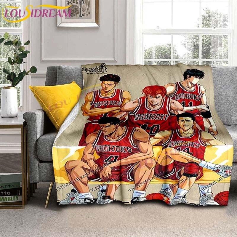 SLAM DUNK Blankets Slam Dunk Sakuraqi Flannel Blankets 3D Cartoon Throw Blankets for Bedroom Sofa Travel Camping Warm Blankets