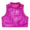 Girls Shiny Dance Crop Top Athletic Sports Shirt Tee Hip Hop Jazz Street Dance Outfit Competition Costume