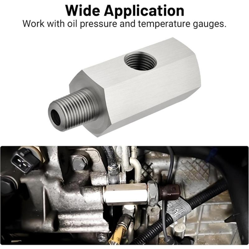High Flow Oil Pressure Adapter Double M10X1.0 Inlets & 1/8 NPT Outlet Leak Proof Oil Link Tool for Enhances Oil Systems