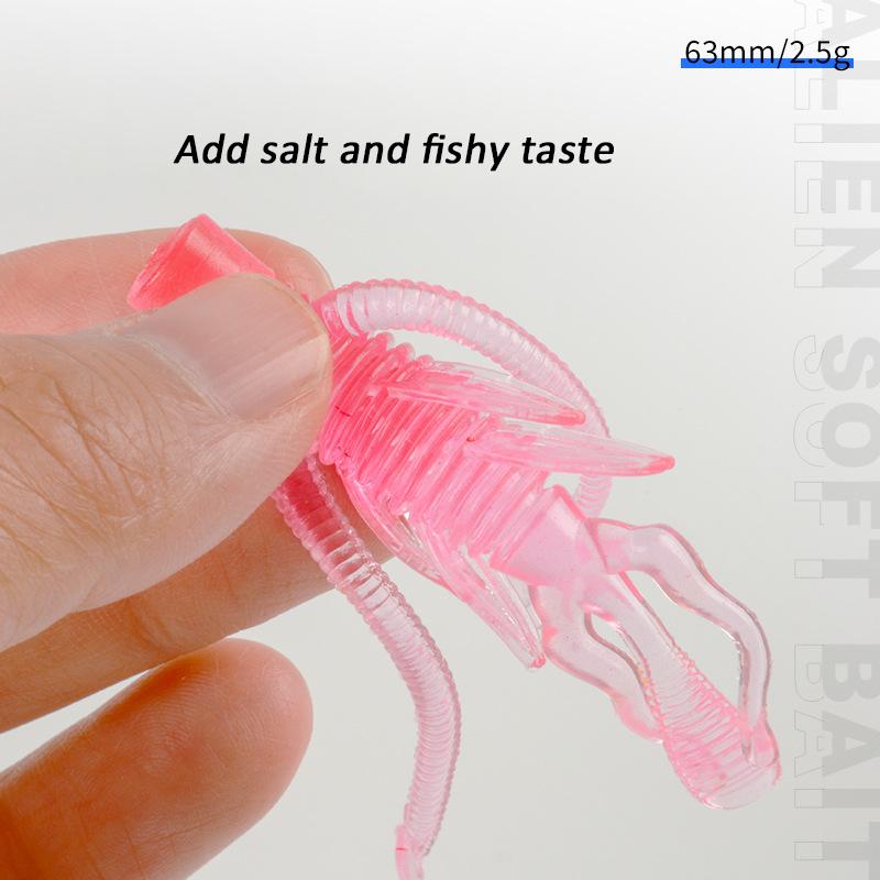 10Pcs Alien Soft Lure 63mm 2.5g Floating Silicone Shrimp Soft Bait Texas Ned Rig Jig Wobblers Floating Crayfish For Bass Fishing