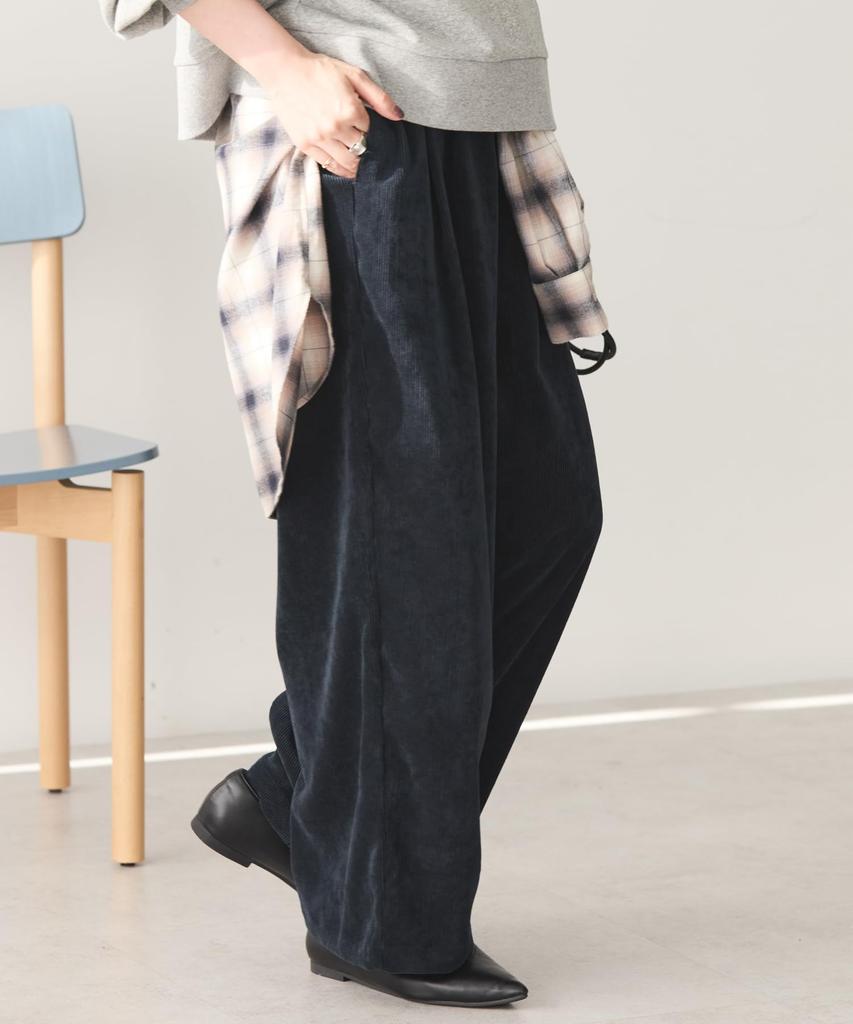 Corduroy wide pants navy S