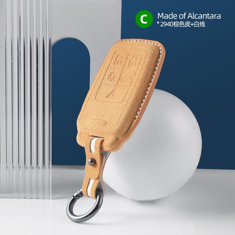 Suede Key Case for Volvo XC60, S60, XC40, XC90, S90, and V90 - Premium Key Cover and Protector Keybag Keychain