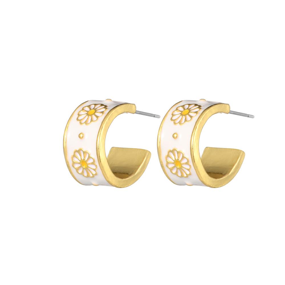 

Alloy Geometric Unique Earrings With Artificial Stones Elegant Womens Jewelry білий