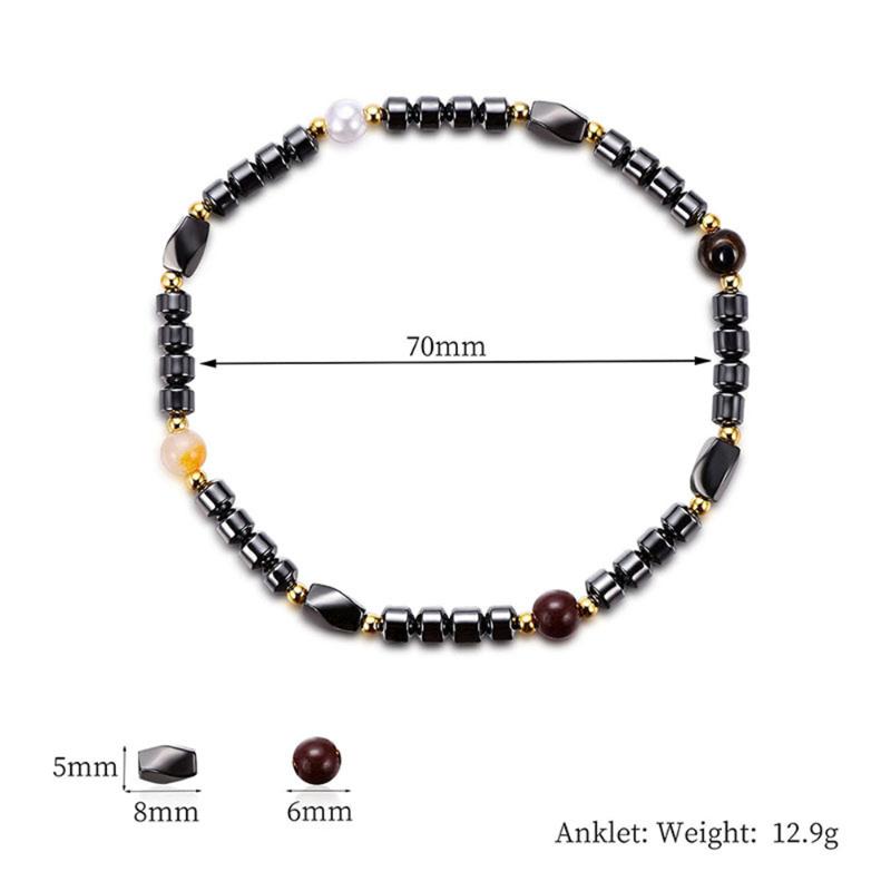 Simple Weight Loss Magnetic Therapy Anklet Round Magnetic Stone Therapy Slimming Hematite Stretch Magnet Jewelry Health Anklets