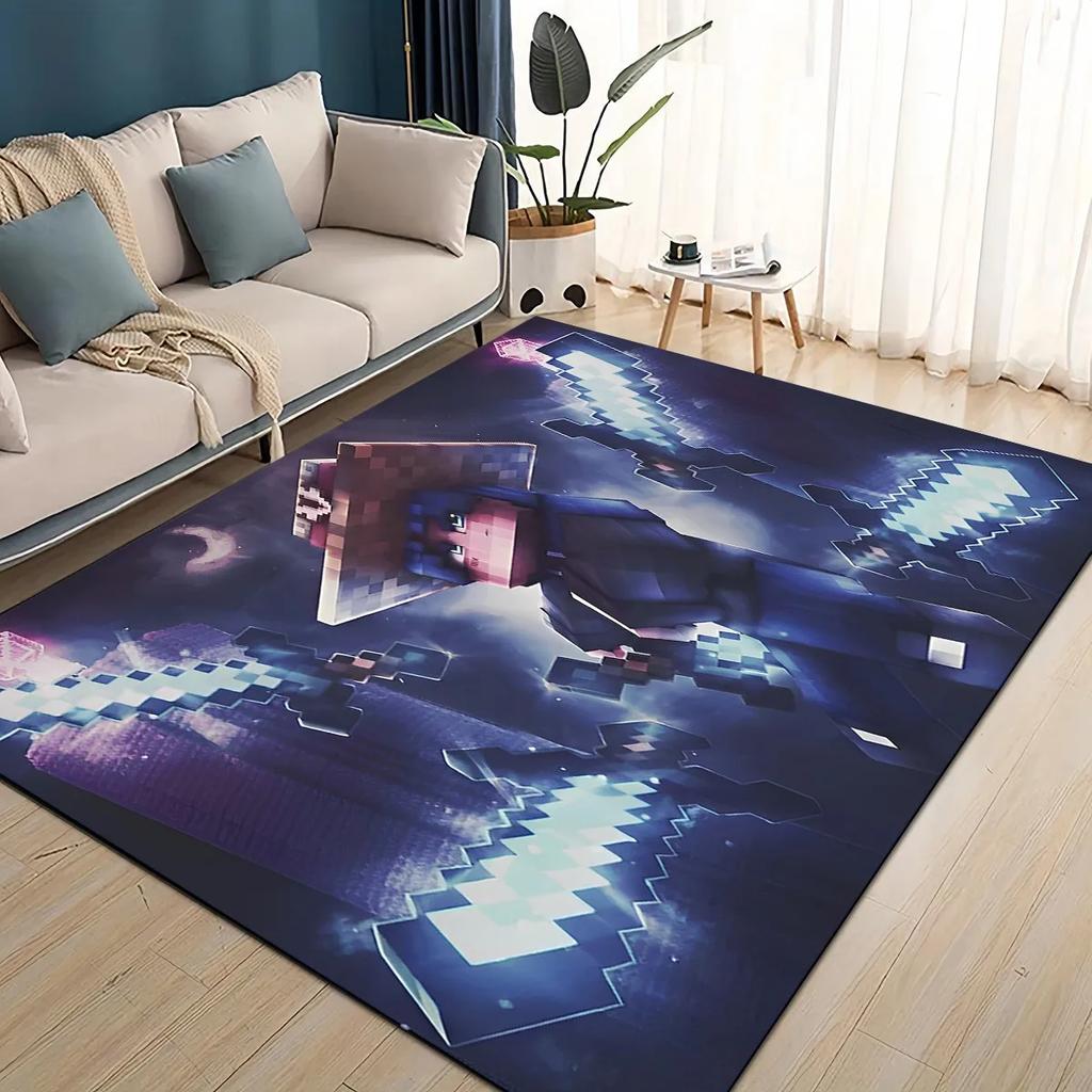 3D S-Sandbox Game  Cartoon Area Rug Large,Carpet Rug for Living Room Bedroom Sofa Doormat Decoration,kid Play Non-slip Floor Mat