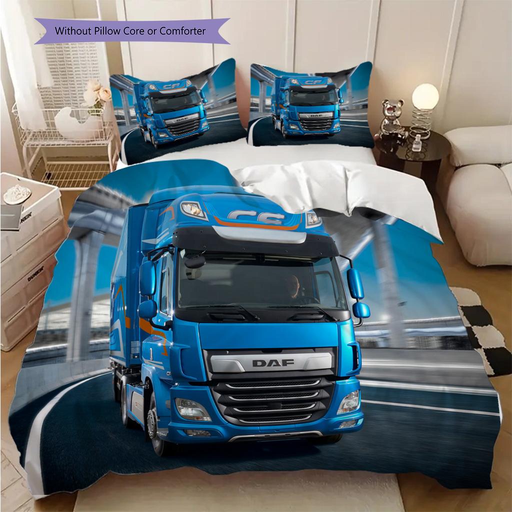 Biancheria da letto Dinamica Blu Camion Autostrada (1 * copripiumino + 2 * federa, senza nucleo) Set biancheria da letto 2D Piatto Regalo di Natale Compleanno Morbido e Confortevole