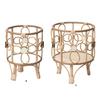 Rattan Indoor Plant Stand Straw Woven Flowers Pots Holder Stool with Legs Floor Planter Baskets Rack Wood Plant Shelf