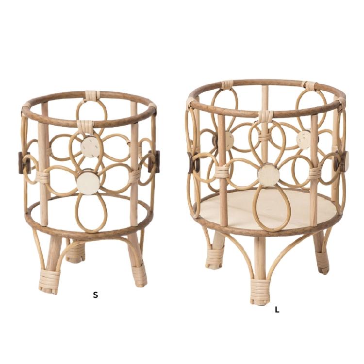 Rattan Indoor Plant Stand Straw Woven Flowers Pots Holder Stool with Legs Floor Planter Baskets Rack Wood Plant Shelf