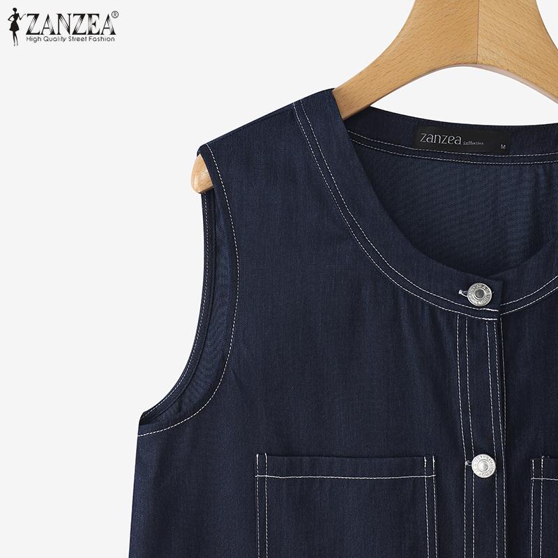 ZANZEA Women Casual Round Neck Summer Sleeveless Vest Tops