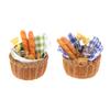 1Set 1:12 Dollhouse Miniature Honey Bread Basket Fabric Picnic Basket Kitchen Model Decor Toy Doll House Accessories