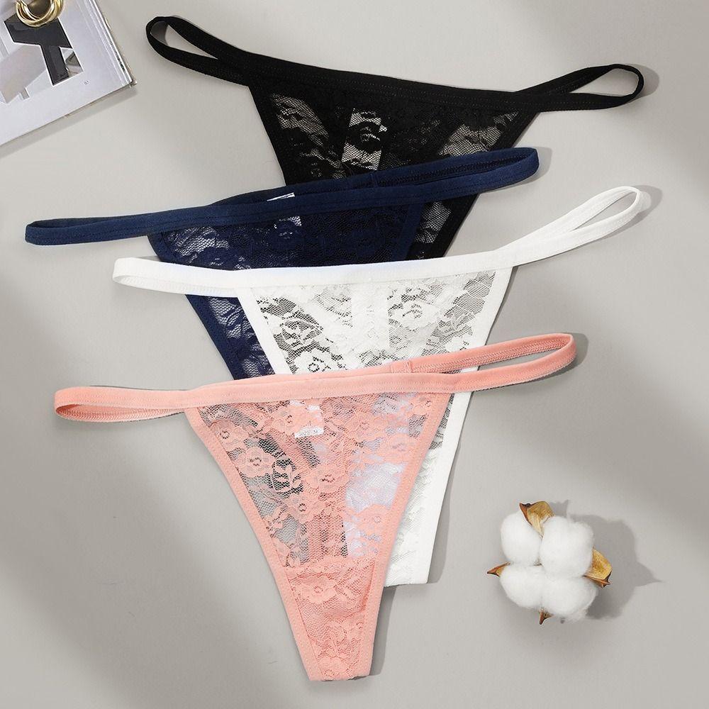 Mesh Sexy Lace Thong Solid Color Seamless Briefs Temptation Traceless Panties  Daily