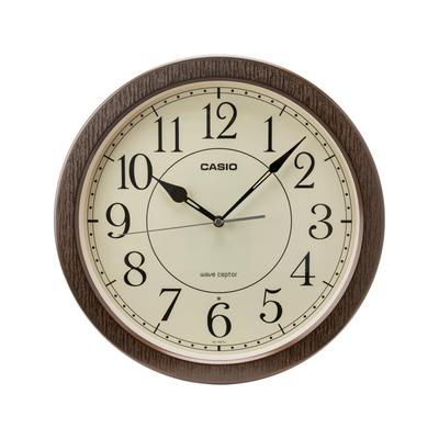 Wall Clock Radio Clock Diameter 32.5cm Wood Grain Step Second Hand Night Second Hand Stop Dark Brown IQ-1021J-5JF