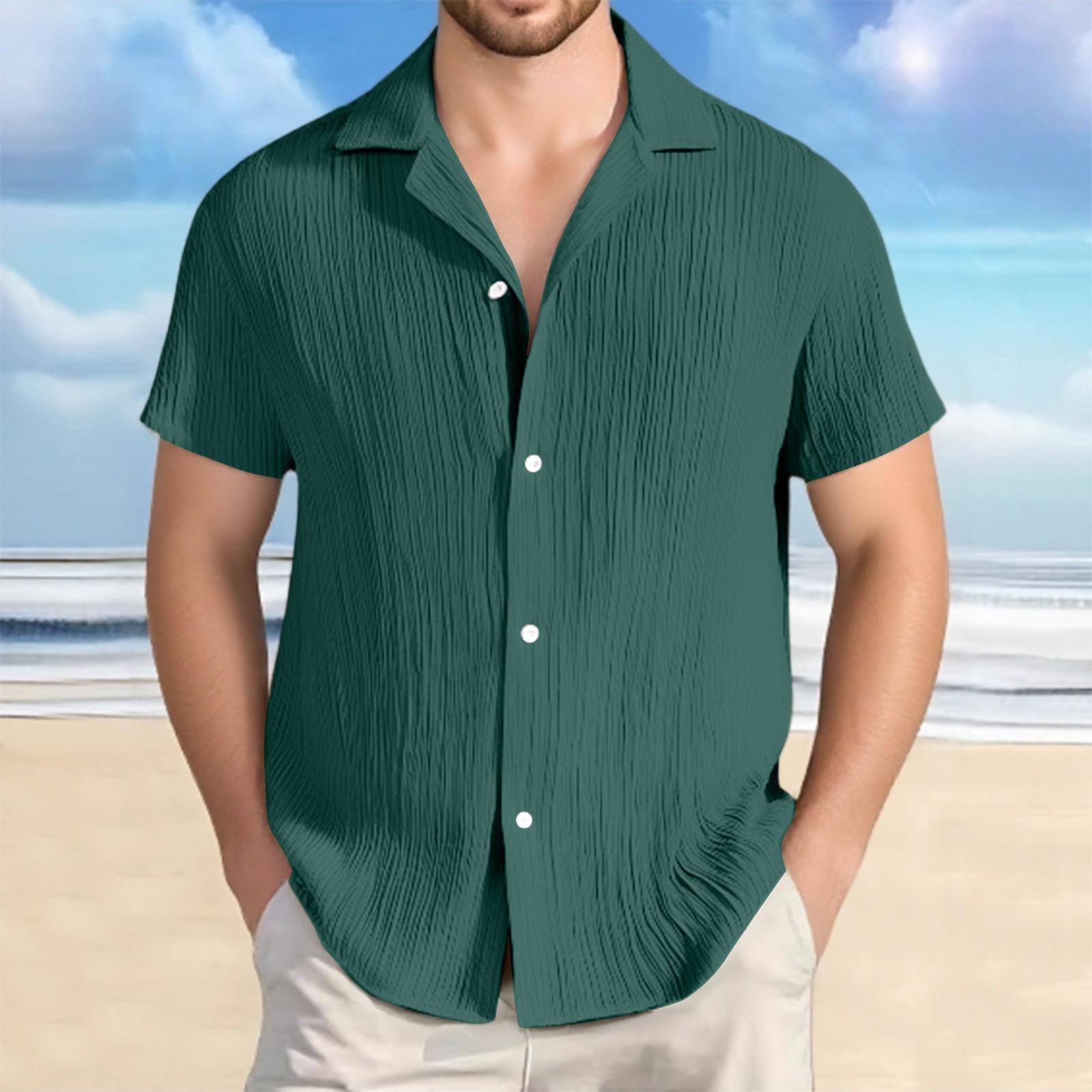 Мужская хлопковая и льняная полосатая повседневная свободная рубашка с короткими рукавами XXXL