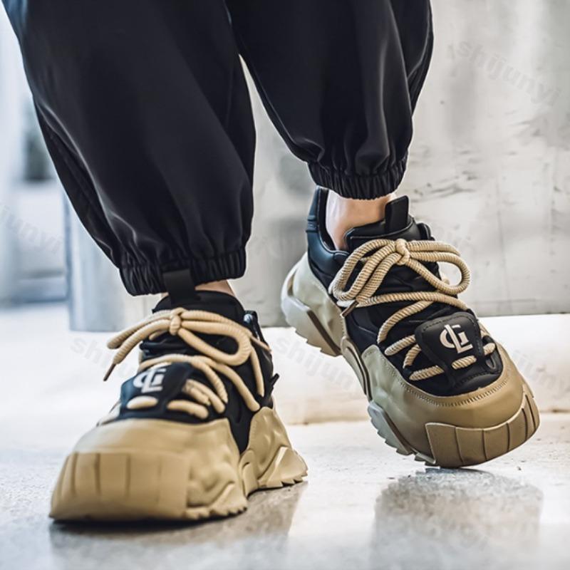 Fashion Autumn 2025 New Men's Niche Design Low Top Thick Soled Casual Shoes Comfortable Versatile Non Slip Fashion Trend Chunky Sneakers