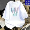 Roundneck Simple Style Cartoon Cute Style Printed Shortsleeved Tshirt for Unisex and WoUnisex Couples Loose Top White Color Soft