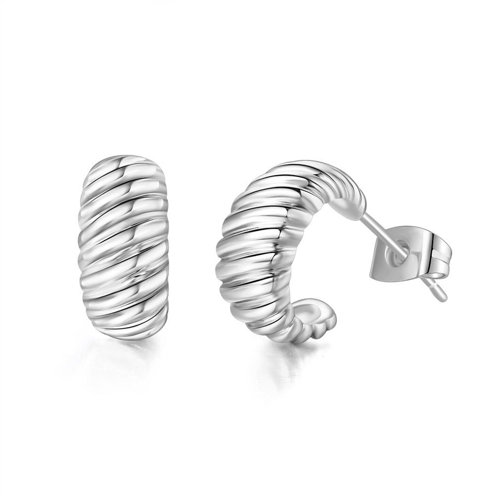 

C Shape Twist Croissant Earrings For Women Trendy Chunky Gold Color Hoop Ear Circle Round Earring Female Fashion Jewelry E473