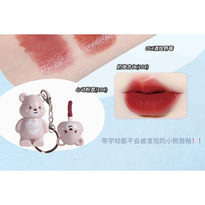 MANSLY - Cute Bear Keychain Feather Lip Mud - 4 Colors