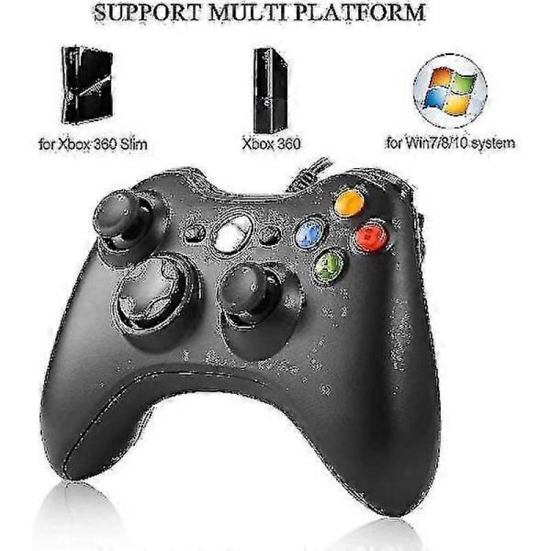 Wired Controller, Usb Gamepad For Microsoft Xbox 360/slim/pc (Black)