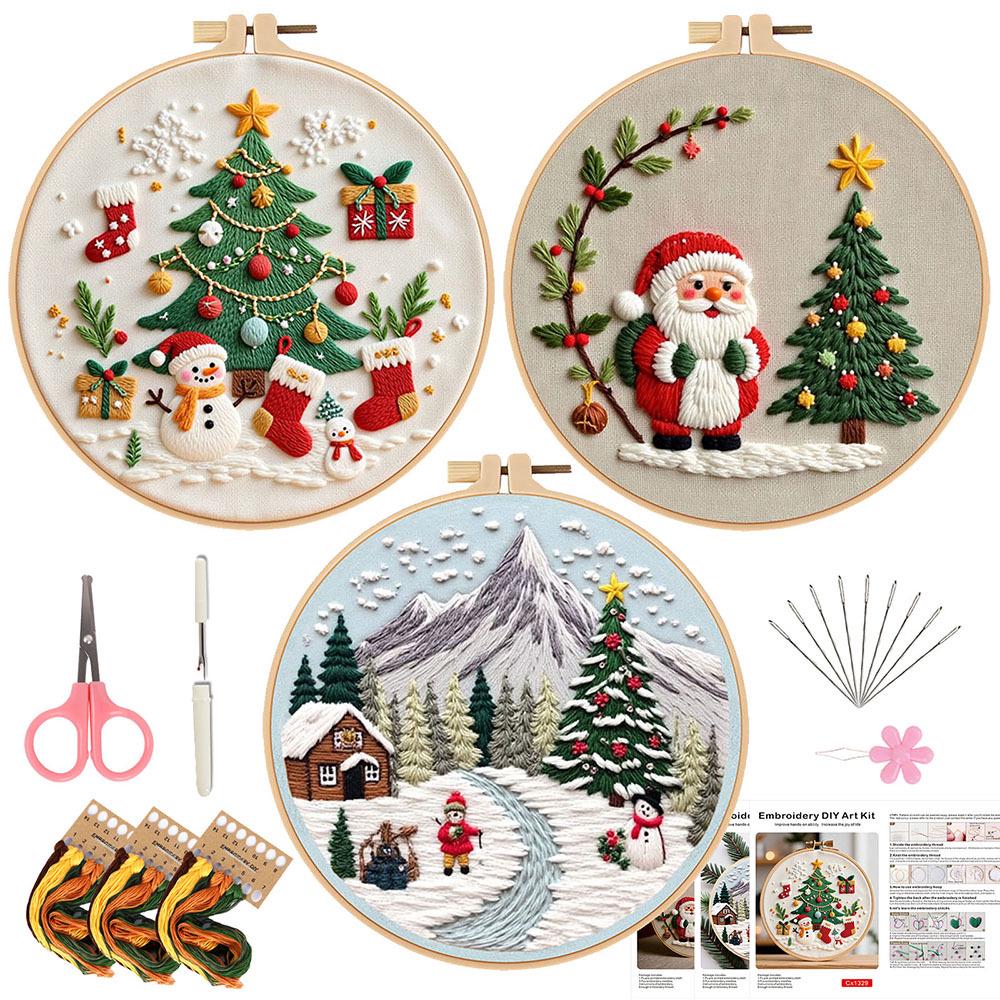 Kit de broderie de Noël fait main 2025 - Instructions en anglais