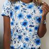 Sommer Damen 3D-Druck Rundhals T-Shirt Mode Vielseitig Atmungsaktiv Trend Lässig