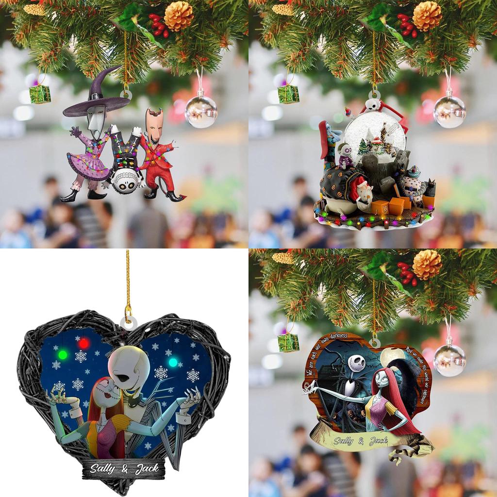 Nightmare Before Christmas Jack Sally Xmas Tree Acrylic Pendant Decoration